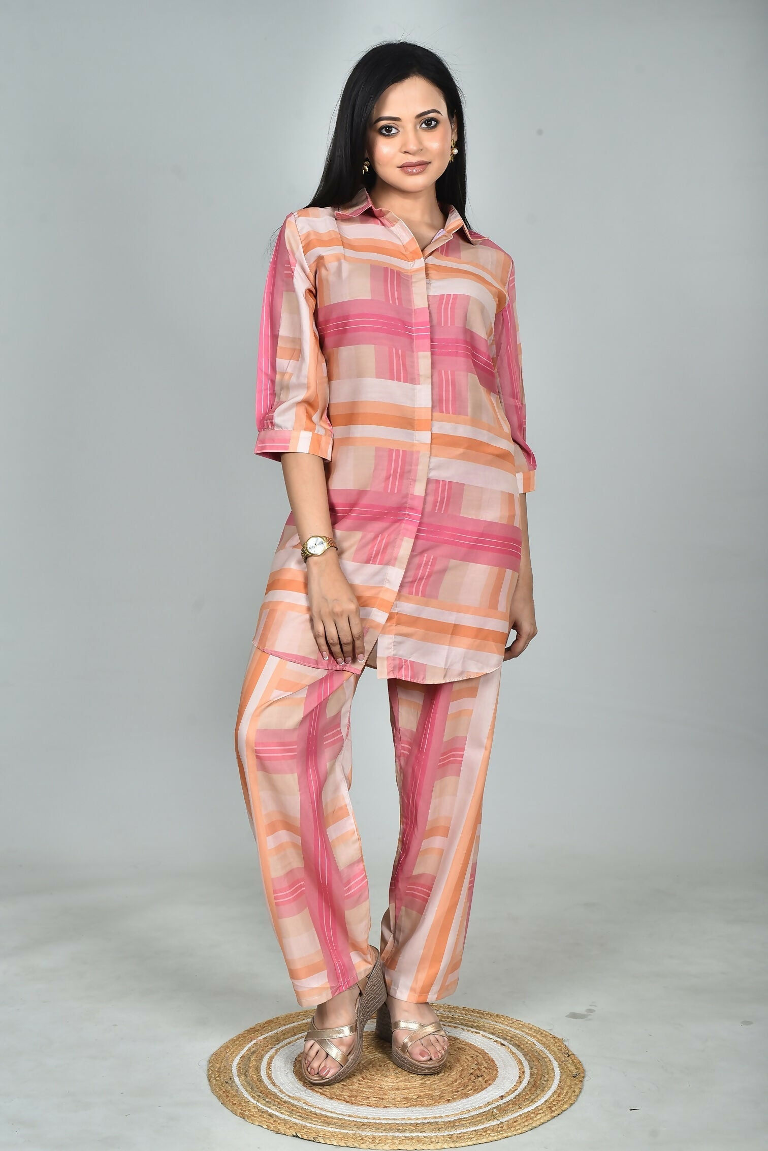 Morchari Digital Print Semi Muslin Co-Ord Set Top & Trouser-Multicolor - Swadesiicart