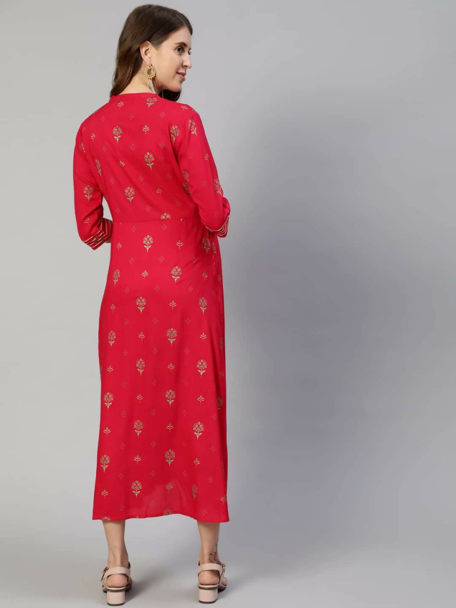 Anubhutee Women's Viscose Rayon A-Line Knee-Length Red Dresses | Swadesiicart