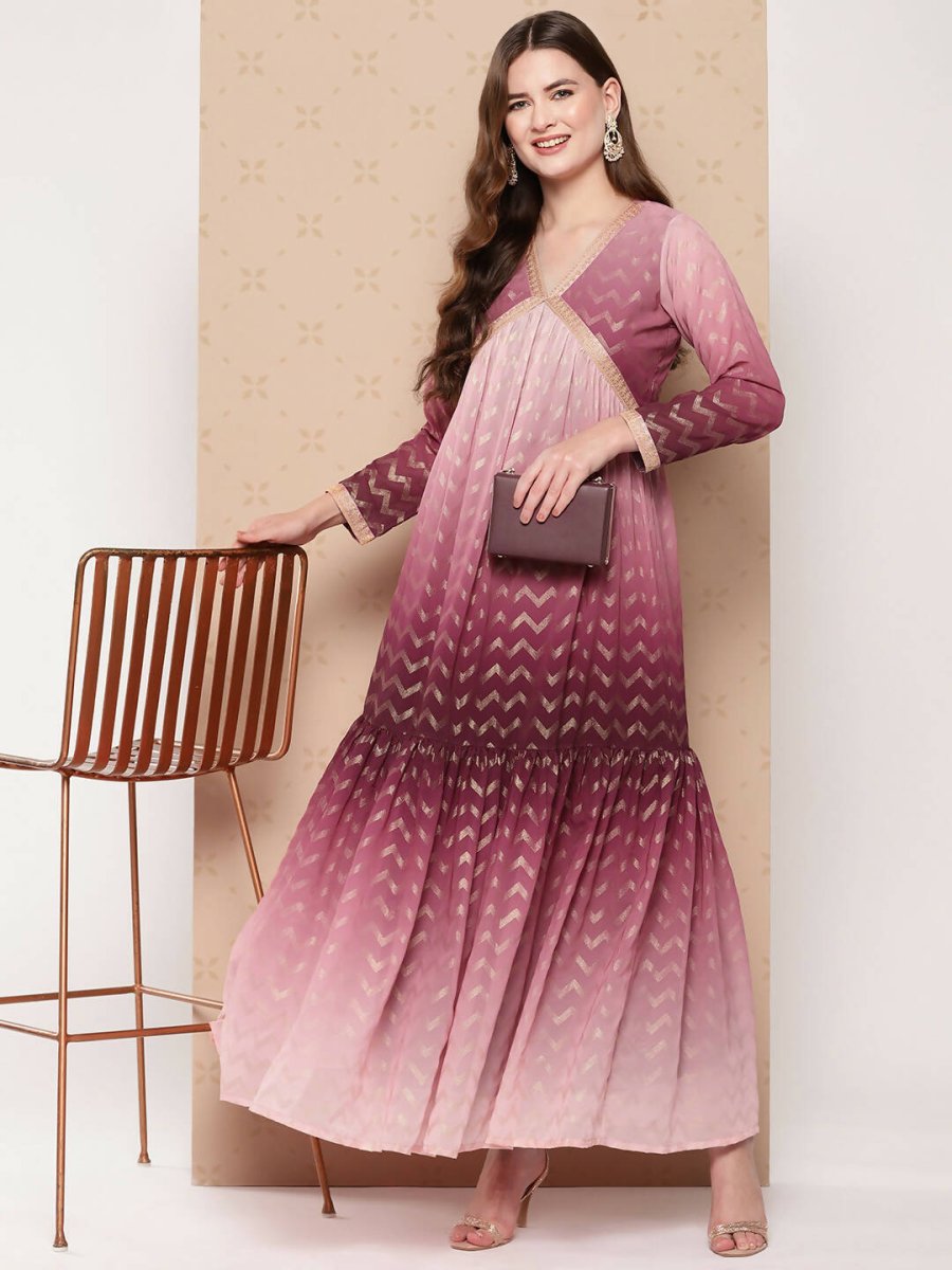 Ahalyaa Women's Traditional wear Ethnic Dress - Burgundy | Swadesiicart