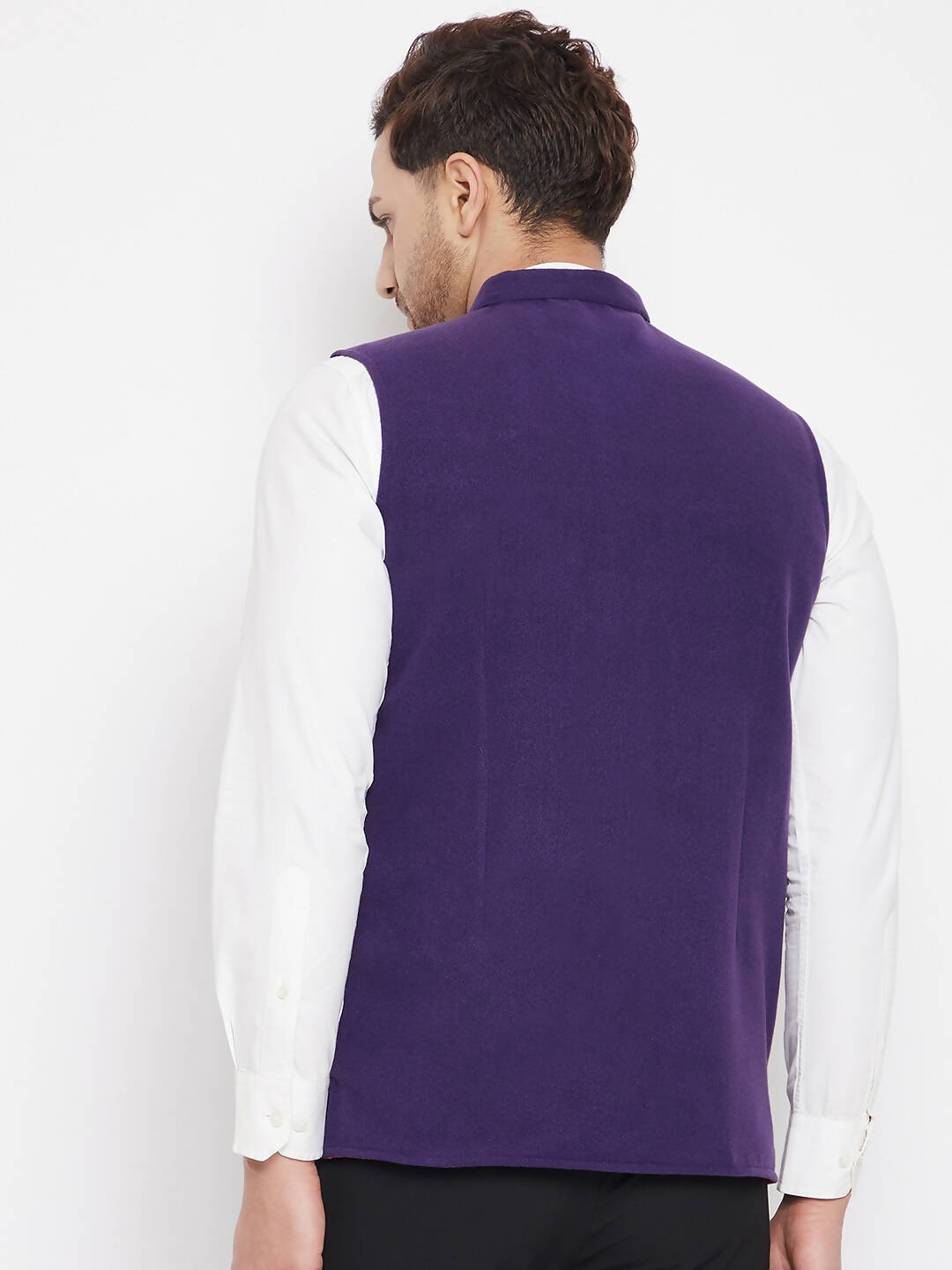 Even Apparels Purple Wool Men's Nehru Jacket-Contrast Lining-Inbuilt Pocket Square | Swadesiicart