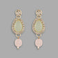 VOJ Gold-Polished Nude Pink And Mint Green Stone Studded Jewellery Set With Maang Tikka - Swadesiicart
