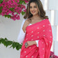 Beatitude Pink Khadi Floral Embroidered Saree