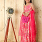 Aayaa Designer Printed Silk Embroidery Kids Lehenga Choli - Pink