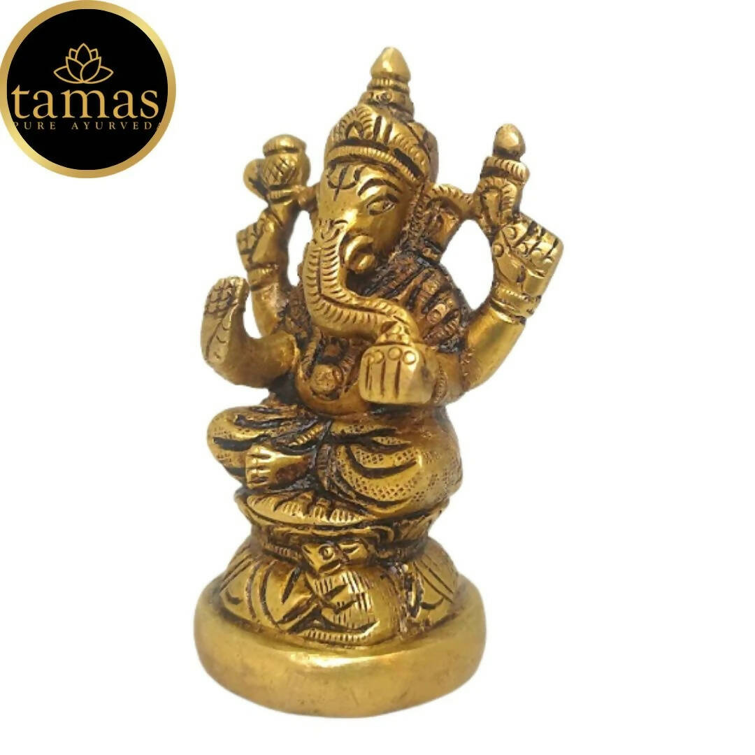 Tamas Brass Vinayakmoorti Ganesha Statue | Golden | Pooja Decor - Swadesiicart