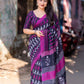 Purple Linen Blend Ethnic Motifs Saree with Unstitched Blouse - Hiral Fashion | Swadesiicart