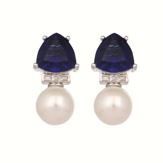 Nuyug Blue Stone Elegance Anti Tarnish Studs | Swadesiicart