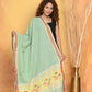 Very Much Indian Handloom Pure Cotton Paithani Dupatta - Sea Green | Swadesiicart