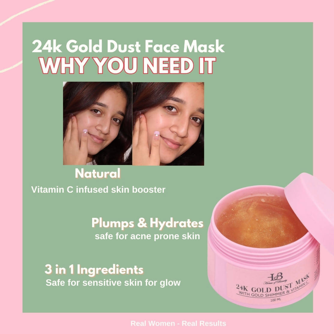House of Beauty 24K Gold Dust Face Mask - Swadesiicart