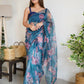 Vamsee Ramya Blue Organza Saree - Swadesiicart