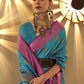 Trendy Weaving Silk Turkish Blue Designer Saree - Emponline | Swadesiicart