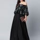 Ahalyaa Women Crepe Printed Black Dress | Swadesiicart