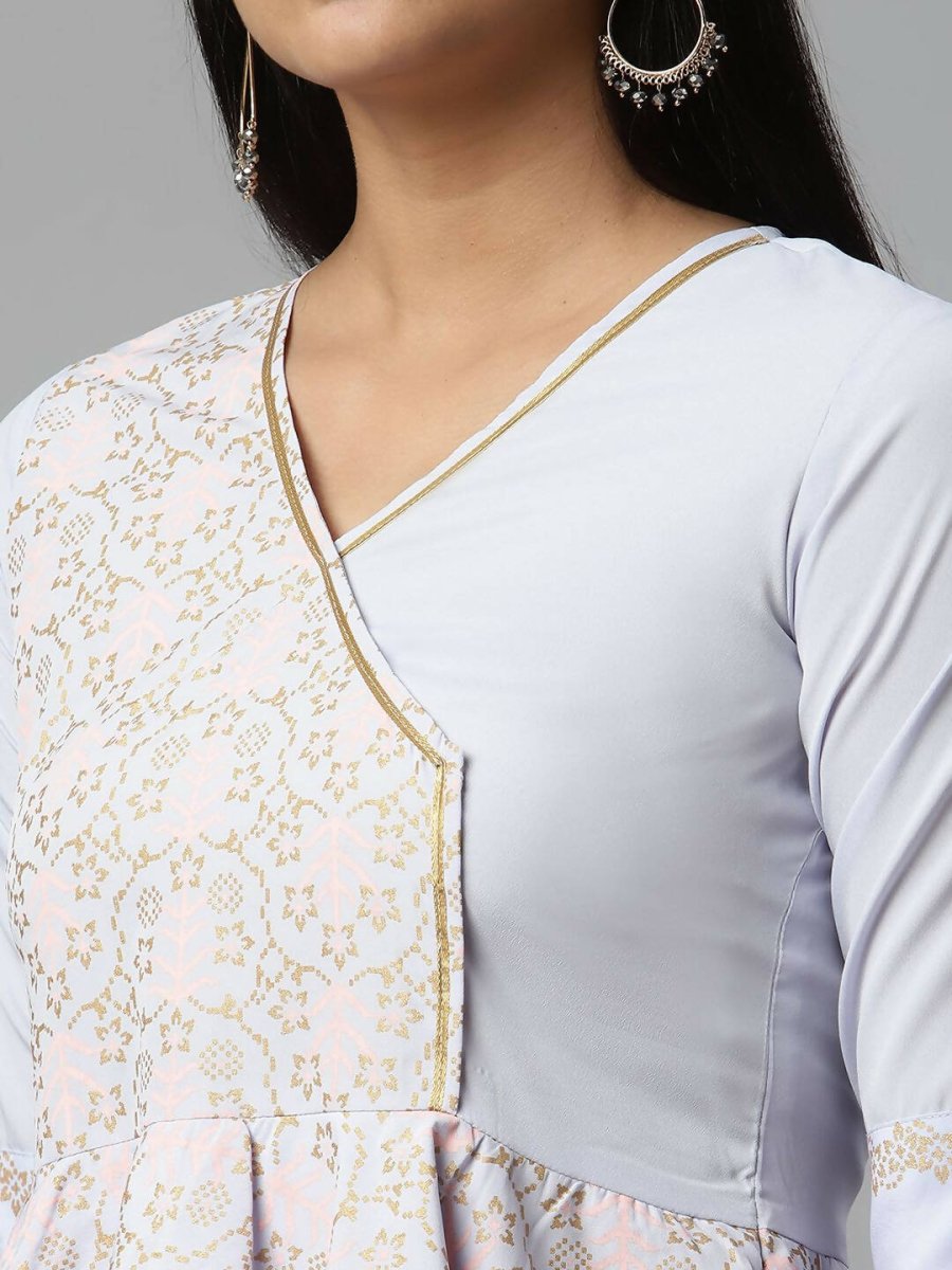 Ahalyaa Women Summer Blue Crepe Printed Tunic | Swadesiicart