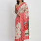 Shree Shyam Fashion Linen Cotton Cream & Red Saree