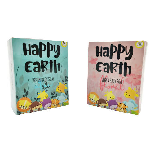 Cuddle Care Happy Earth Vegan Baby Soap for Infants- Pink & Blue - Swadesiicart