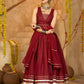 AI Fashion Maroon Silk Crepe Designer Navratri Wear Lehenga Choli Collection