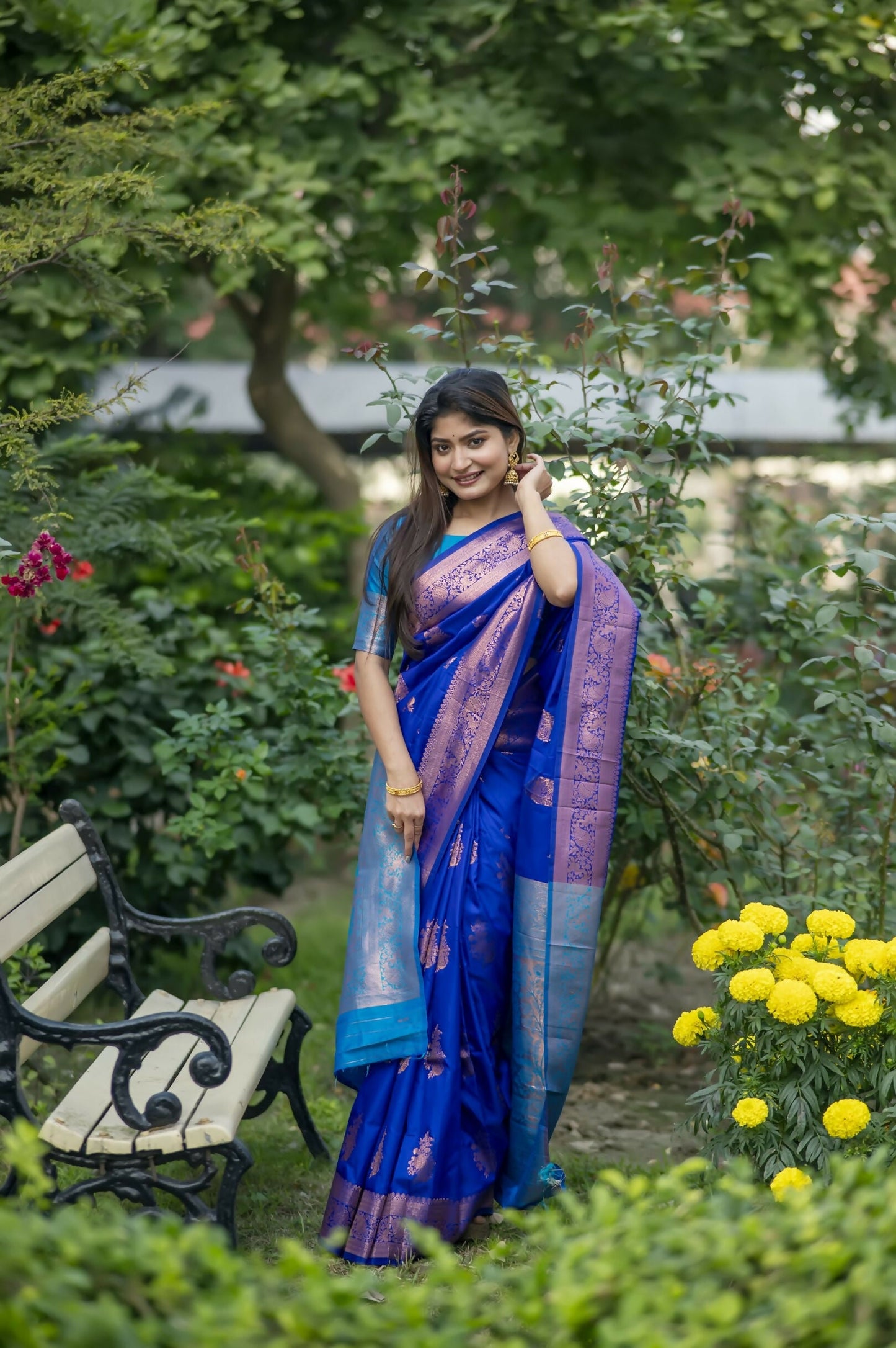 Vishnu Weaves Women's Royal Banarasi Silk Saree with Blouse - Swadesiicart