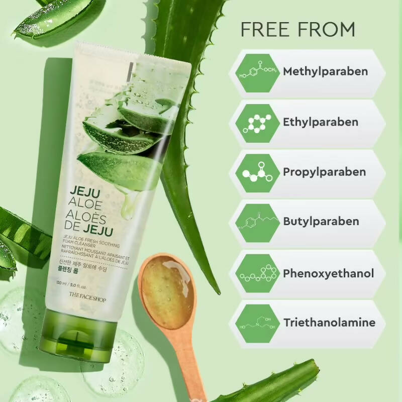 The Face Shop Jeju Aloe Fresh Soothing Foam Cleanser - Korean Skincare | Swadesiicart