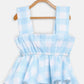 Ahalyaa Sky Blue Rayon Checked Kids Top With Skirts For Girls | Swadesiicart