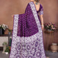 Aastha Fashion Purple Viscose Silk Handmade Original Bandhej Saree