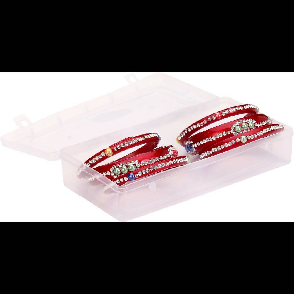 Afast Bridal Wedding & Party Fashionable Colorful Glass Bangle/Kada Set, Pack Of 12 - Red, Blue - Swadesiicart