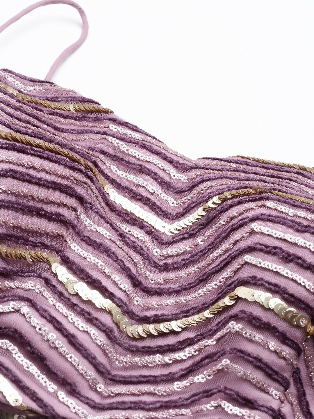 House of Panchhi Lavender - Net Embroidered Lehenga with Zig-Zag Pattern | Swadesiicart