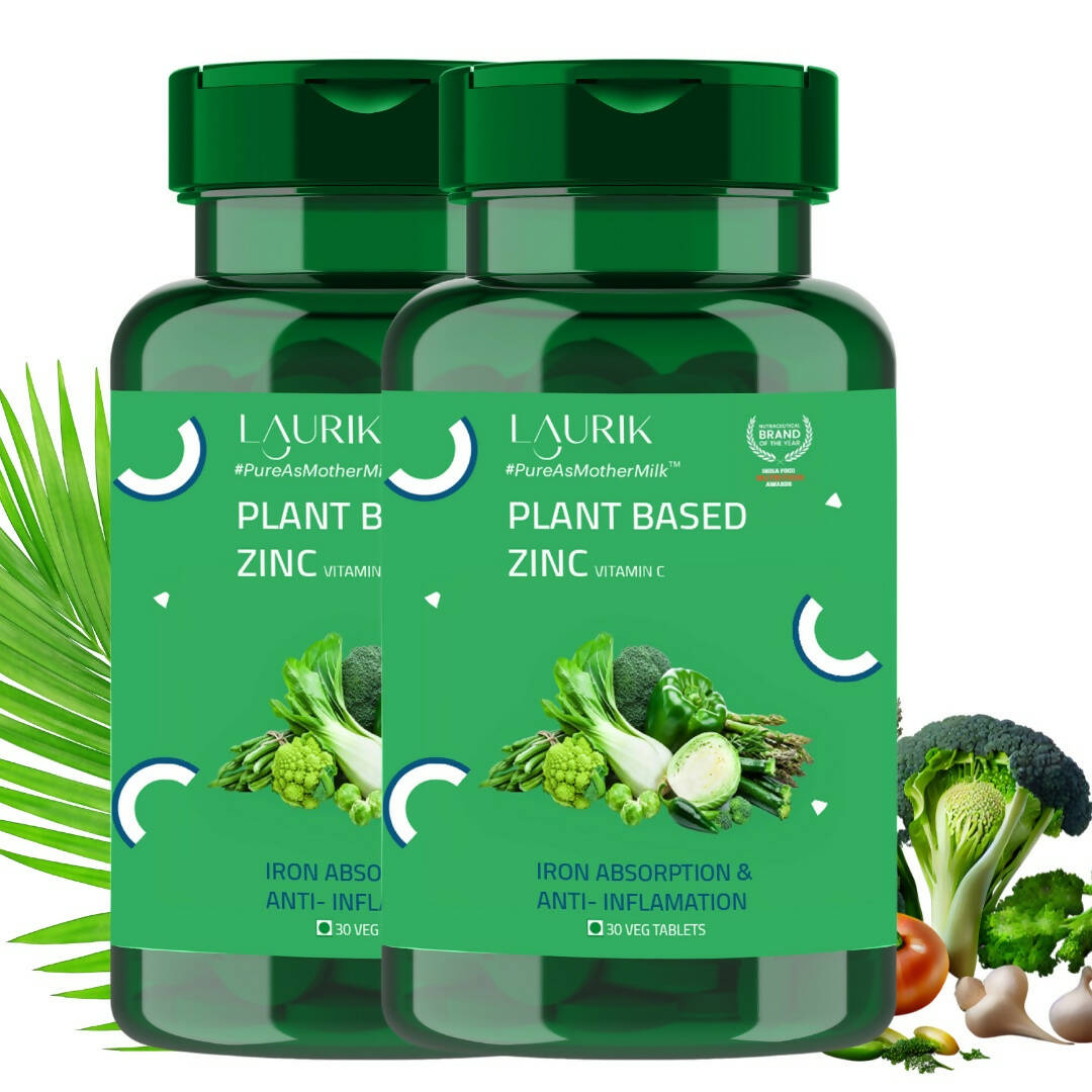 Laurik Plant Based Zinc And Vitamin C Tablets | Supplements Help Iron Absorption And Immune Support For Men And Women | Swadesiicart