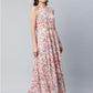 Ahalyaa Women Crepe Printed Classic White Romantic Florals Dress | Swadesiicart