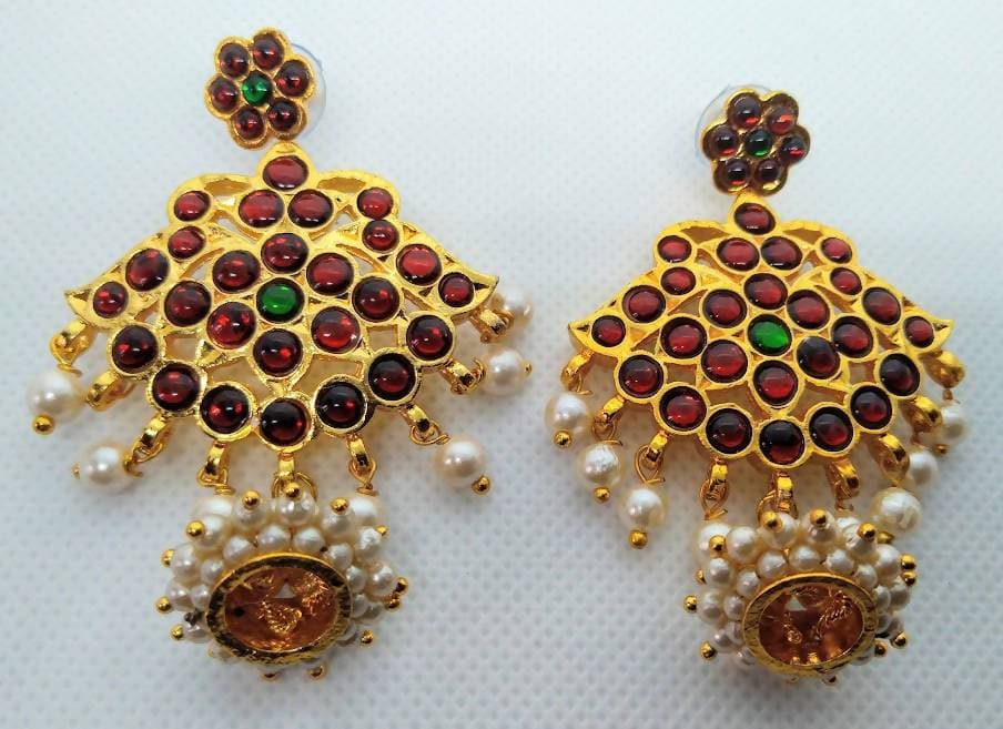 Multicolor Kemp Jhumkas With Cute Pearls | Swadesiicart