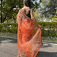 Vamsee Firozi Orange Organza Saree - Swadesiicart