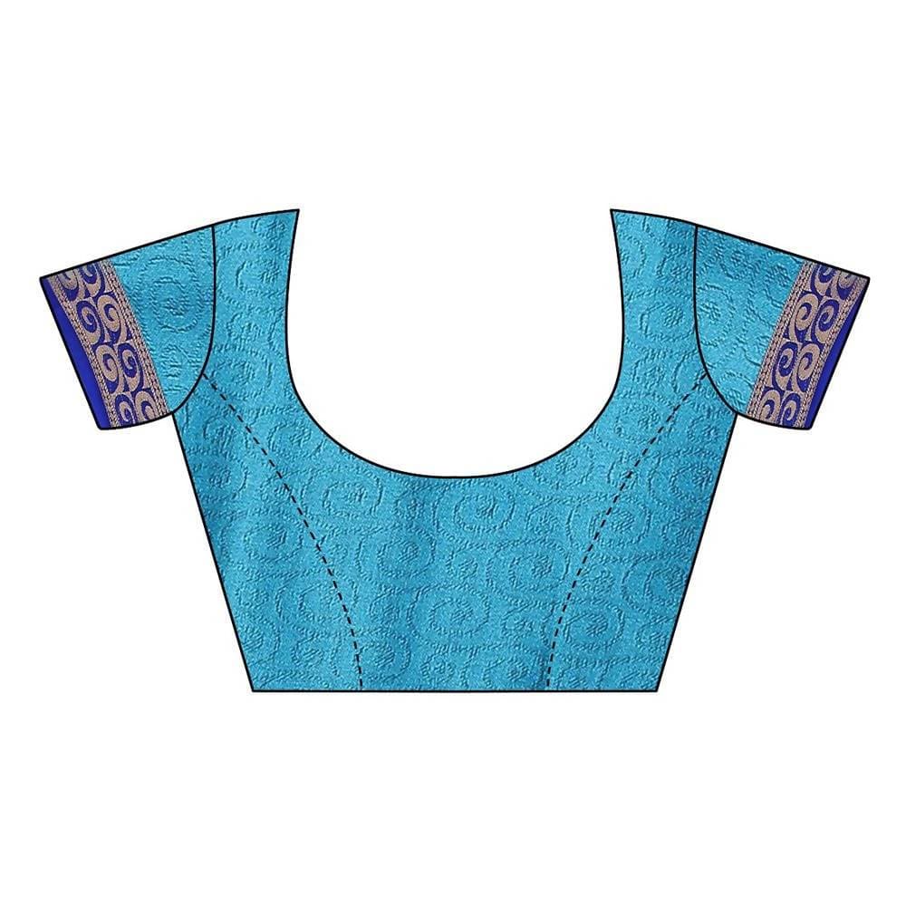 Vamika Banarasi Jacquard Weaving Blue Saree (DHONI BLUE) | Swadesiicart