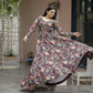 Jyoti Fashion Women's Coffee Faux Georgette Floral Digital Printed Anarkali Dress with Dupatta | Swadesiicart