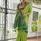 Vishnu Weaves Women's Mahendi Raw Silk Patola Zari Woven Saree with Blouse - Swadesiicart