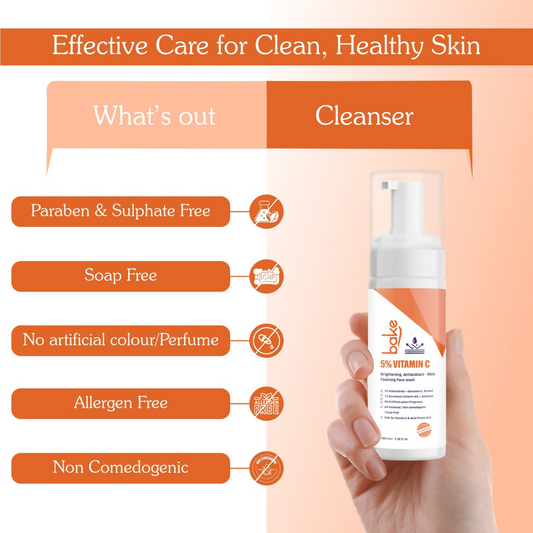 Bake 5% Vitamin C Foaming Face Wash with 3% Niacinamide | Swadesiicart