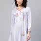 Ahalyaa Women Blue Crepe Pink & Gold Ethnic Print Angrakha Tunic | Swadesiicart