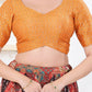 Joban Fashion Orange Tissue Elbow Sleeveless Back Open Blouse - Swadesiicart
