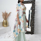 Sea Green Digital Chinon Handwork Top with Palazzo & Shrug - Naomika - Swadesiicart