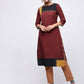 Aniyah Crepe Color Block Straight Brown Kurta (AN-139K) - Swadesiicart