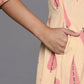Ahalyaa Women Cream-Coloured & Pink Floral Print Pure Cotton Anarkali Kurta with Palazzos | Swadesiicart