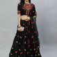 Black Cotton Embroidered Work Lehenga Choli with Dupatta - Jivika