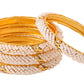 NVR Women Set of 4 Gold-Polished Traditional Pearls Beaded Bangles - Swadesiicart