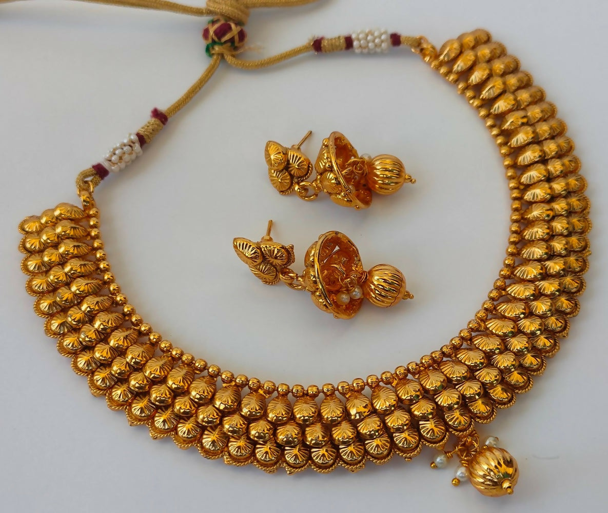 Designer Metallic Necklace Set - Mokshi Collections