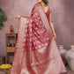 Aastha Fashion Dark Pink Soft Organza Silk Weaving Saree