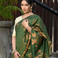 Beatitude Green Cotton Floral Jamdani Saree