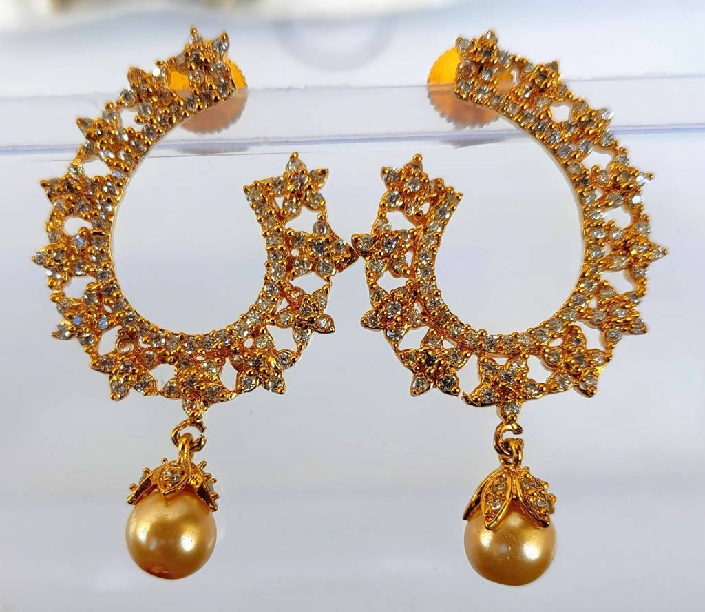 White AD Designer Earrings - Mokshi Collections