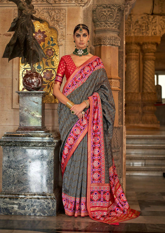 Kabul Grey Banarasi Weaving, Ultra Aqua Finish, Zari Work Banarasi Silk Saree - Rath Kunti - Swadesiicart