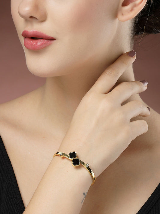 NVR Women's Set of 2 Gold & Silver Cuff Bracelet - Swadesiicart