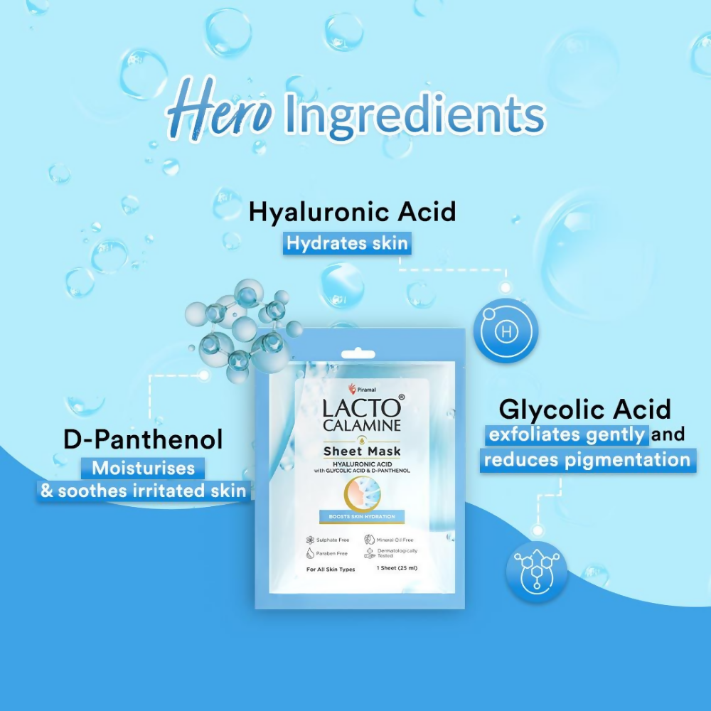 Lacto Calamine Hyaluronic Acid Face Serum Sheet Mask - Swadesiicart
