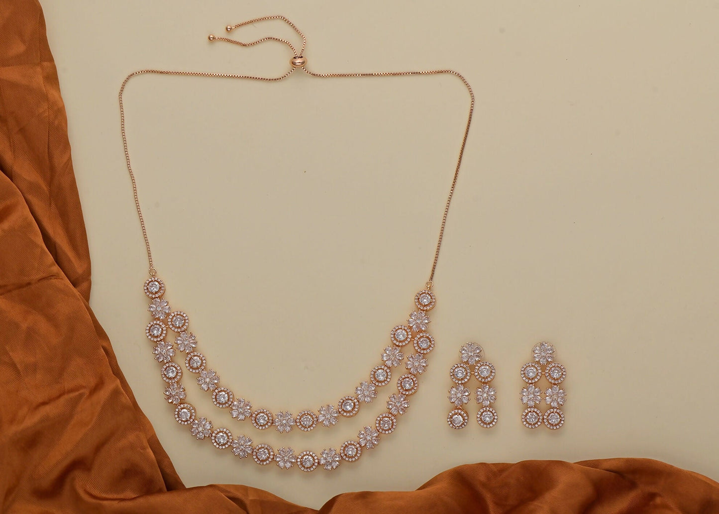 Joban Fashion Women Brass Golden White Ad Necklace Set - Swadesiicart