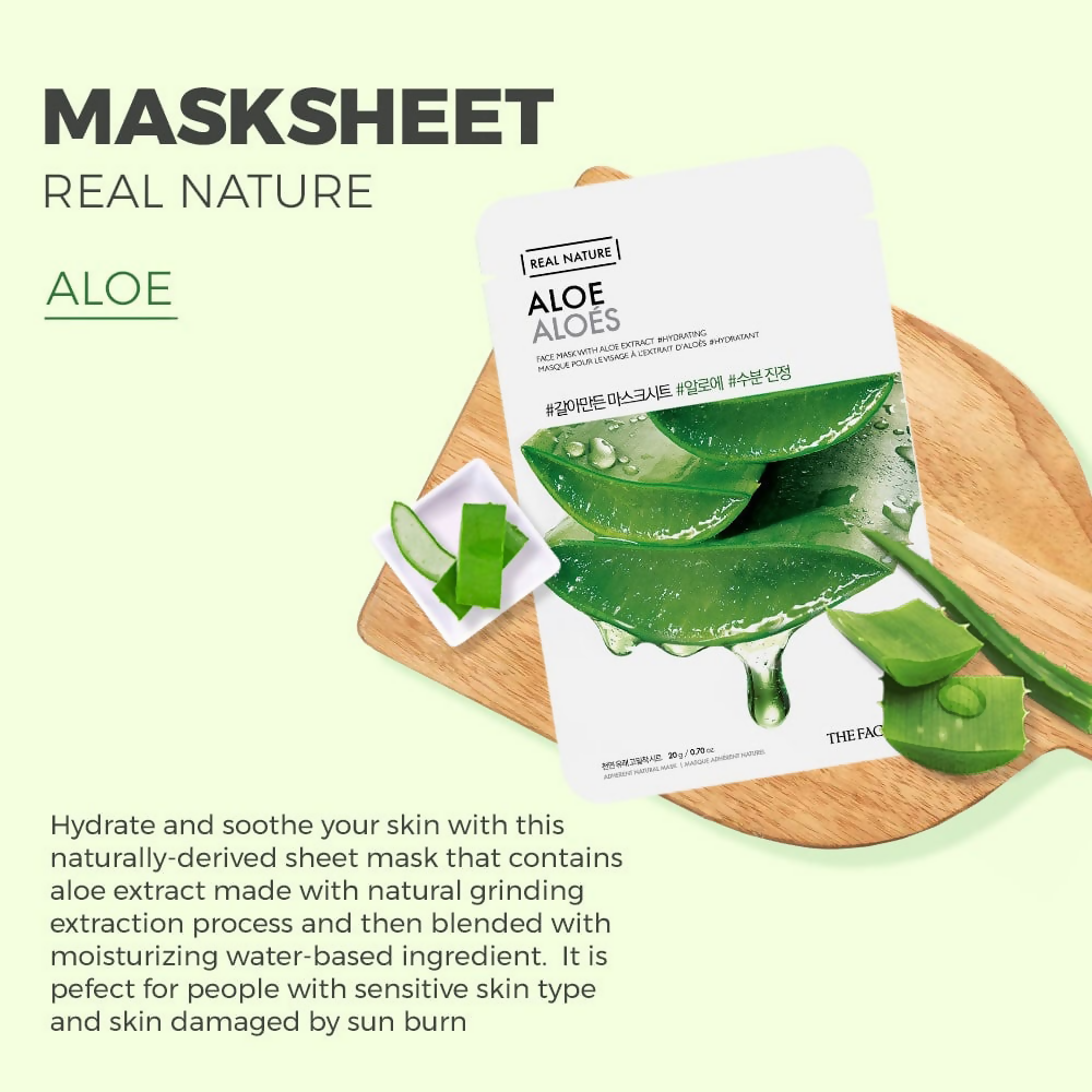 The Face Shop Real Nature Aloe Face Mask - Korean Skincare - Swadesiicart