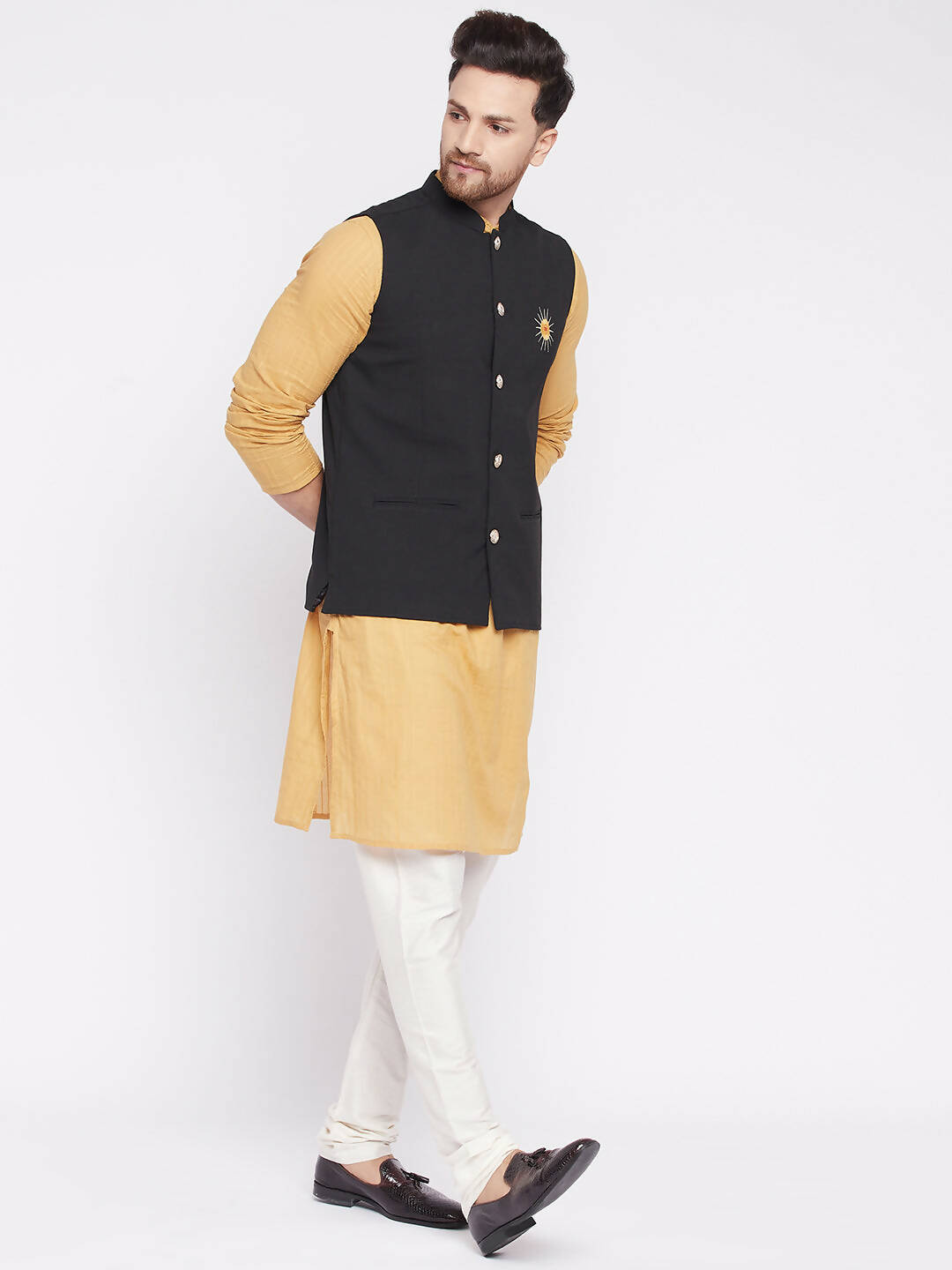 Even Apparels Men Black Nehru Jacket | Swadesiicart
